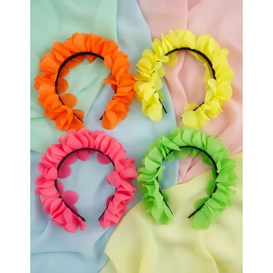 Vincha Con Flores Fluo Cotillón