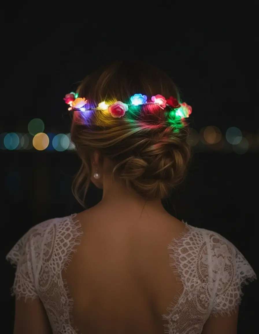 Cotillón Coronas De Flores Con Luces Led x18