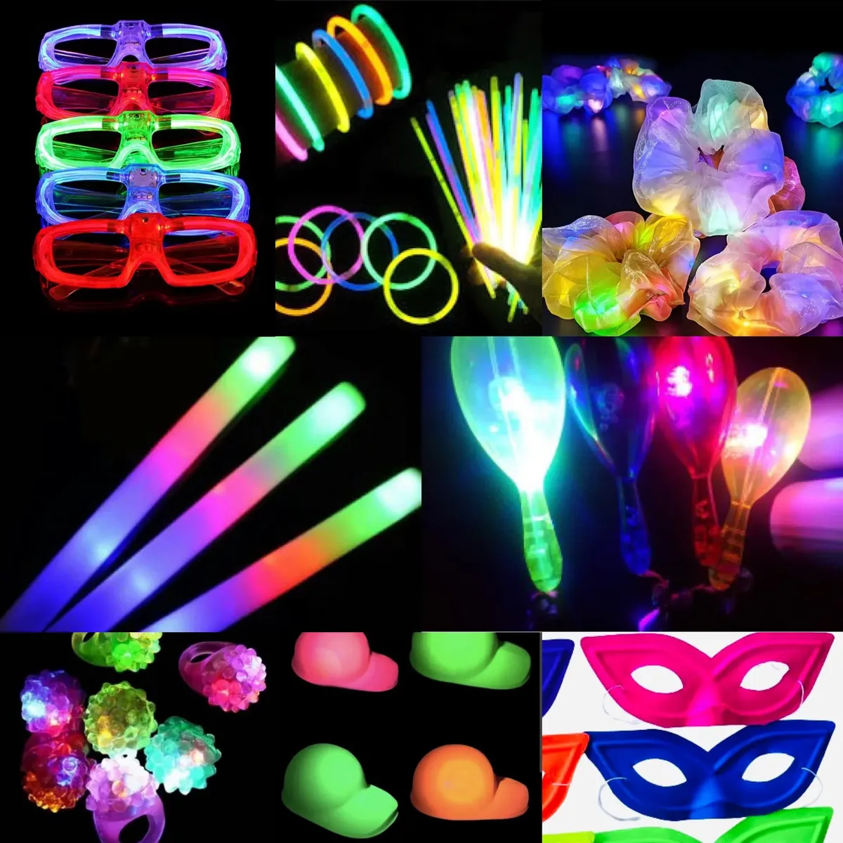 Cotillón Luminoso Flúo Pack 150 Personas Fiesta Led