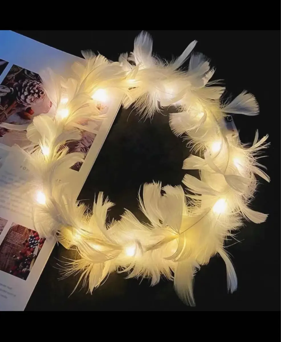 Cotillón Coronas De Plumas Con Luz Led x24