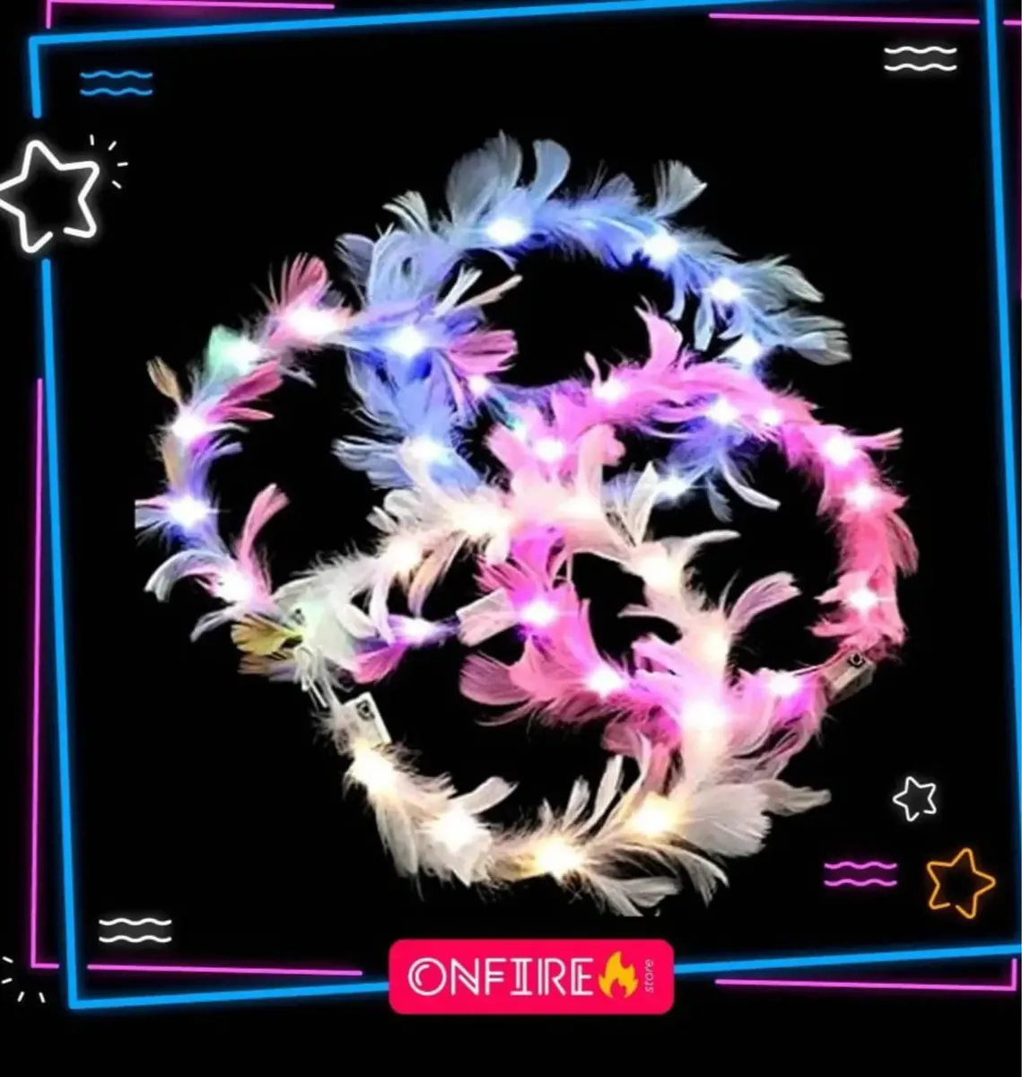 Cotillón Coronas De Plumas Con Luz Led x24