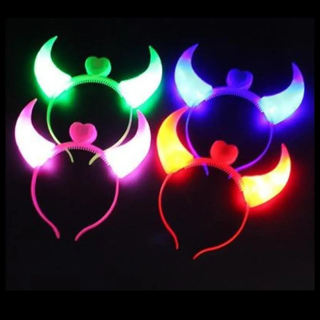 Cotillón Vincha Cuernito Led Luminosa x6