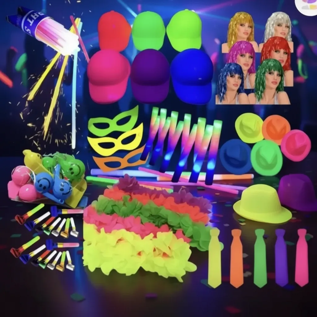 Combo Cotillón 50 Personas Fiesta Fluo Luminoso